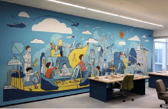 沛县办公室墙绘的特点。